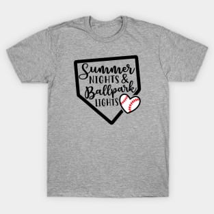 Summer Nights Ballpark Lights Baseball T-Shirt